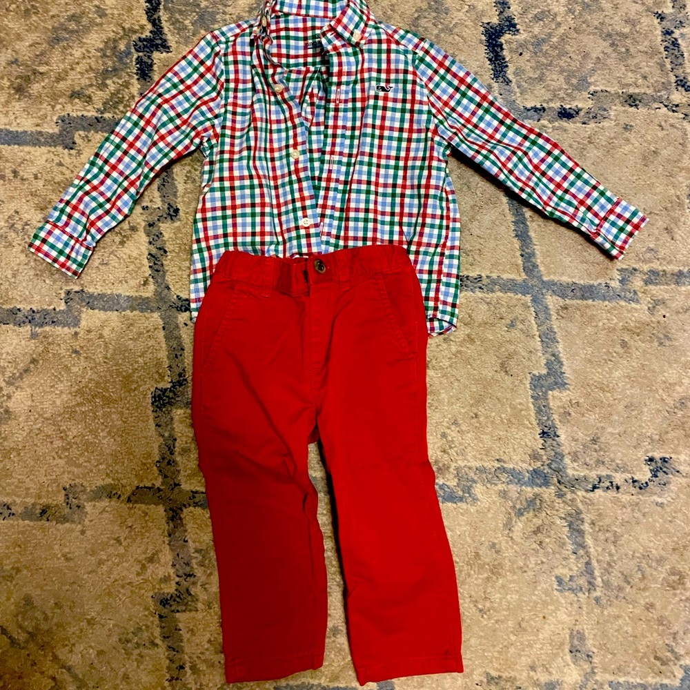 Vineyard Vines and Childrens Place boys Christmas outfit 18 to 24 months